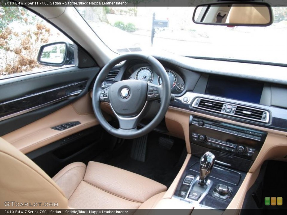 Saddle/Black Nappa Leather Interior Dashboard for the 2010 BMW 7 Series 760Li Sedan #41598765
