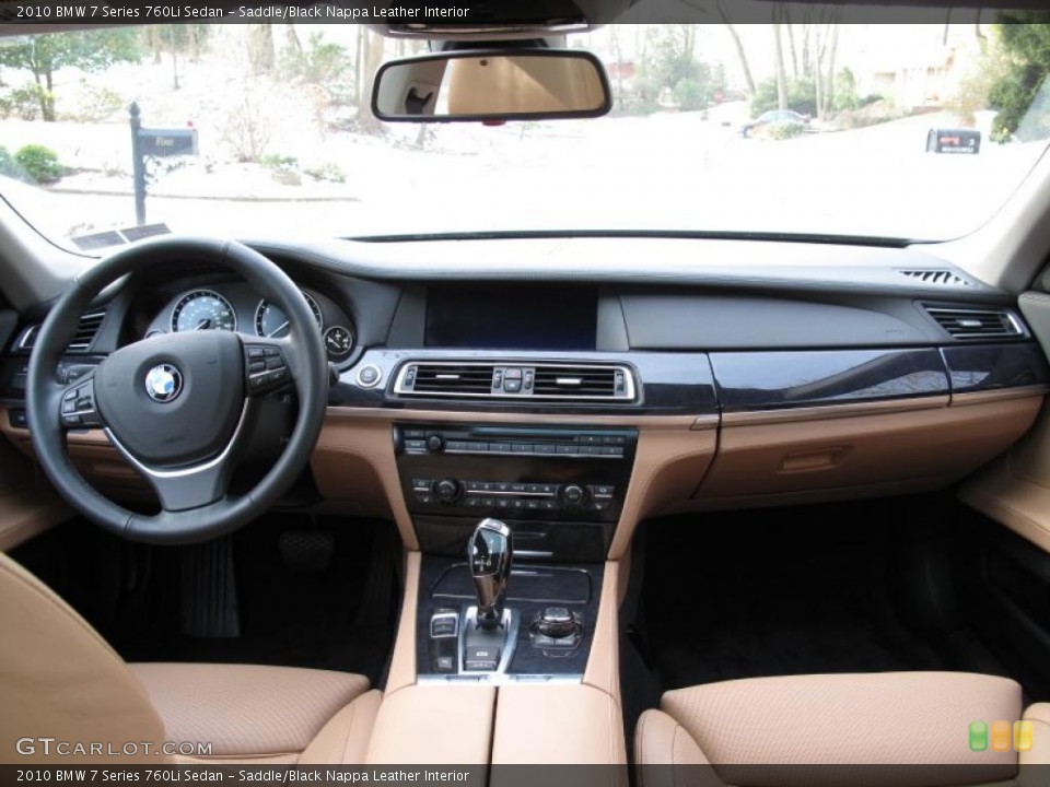 Saddle/Black Nappa Leather Interior Dashboard for the 2010 BMW 7 Series 760Li Sedan #41598781