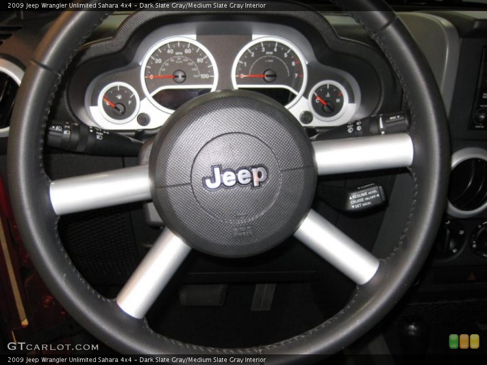 Dark Slate Gray/Medium Slate Gray Interior Steering Wheel for the 2009 Jeep Wrangler Unlimited Sahara 4x4 #41603385