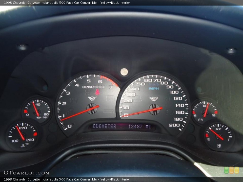 Yellow/Black Interior Gauges for the 1998 Chevrolet Corvette Indianapolis 500 Pace Car Convertible #41603569
