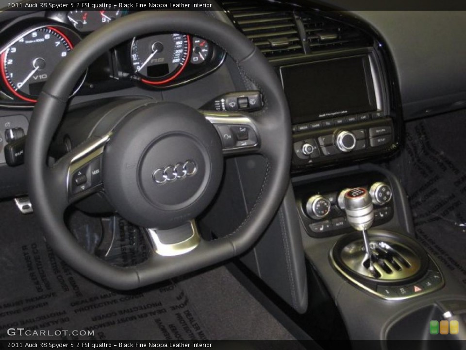 Black Fine Nappa Leather Interior Steering Wheel for the 2011 Audi R8 Spyder 5.2 FSI quattro #41605749