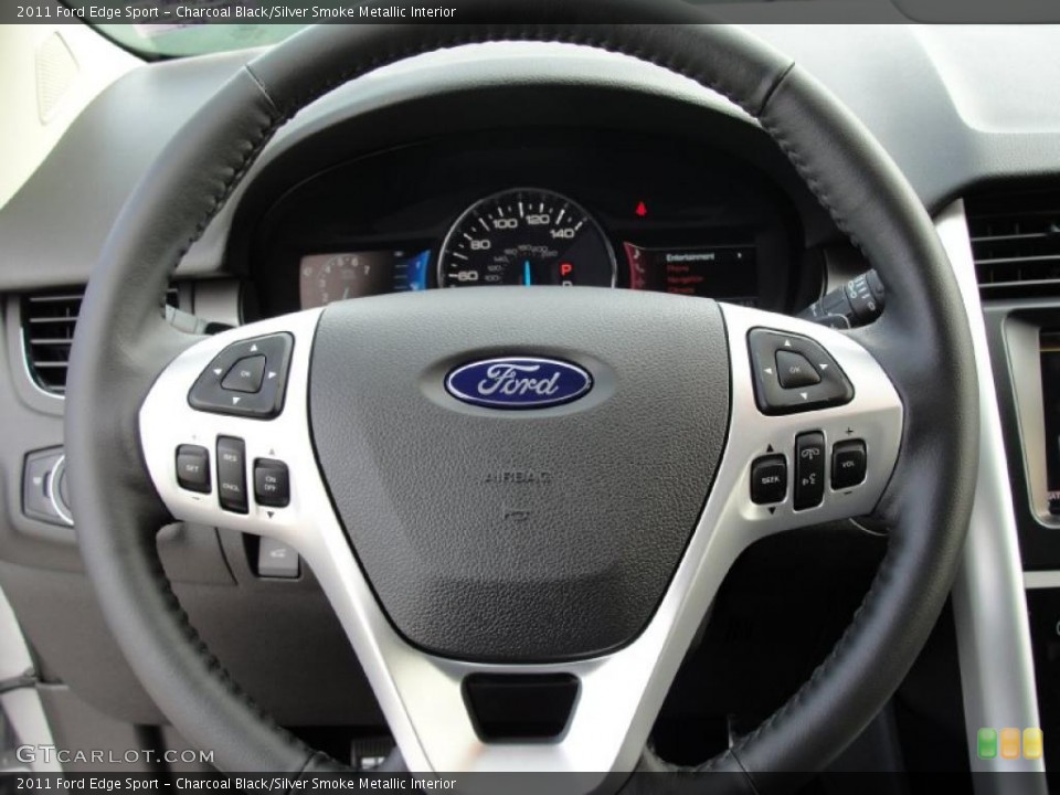 Charcoal Black/Silver Smoke Metallic Interior Steering Wheel for the 2011 Ford Edge Sport #41606517