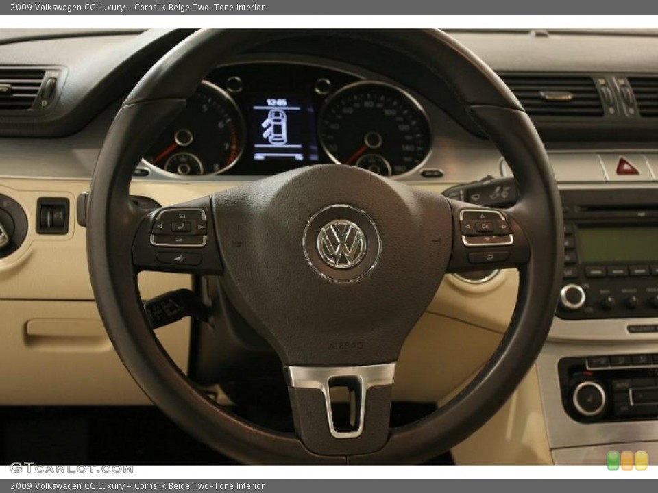 Cornsilk Beige Two-Tone Interior Steering Wheel for the 2009 Volkswagen CC Luxury #41628172
