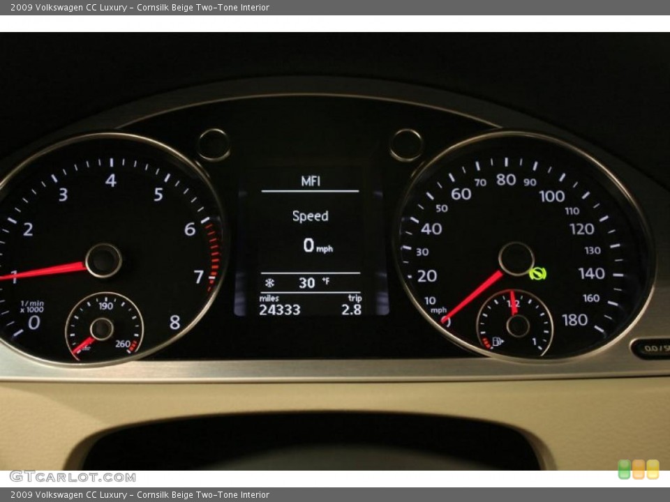 Cornsilk Beige Two-Tone Interior Gauges for the 2009 Volkswagen CC Luxury #41628197