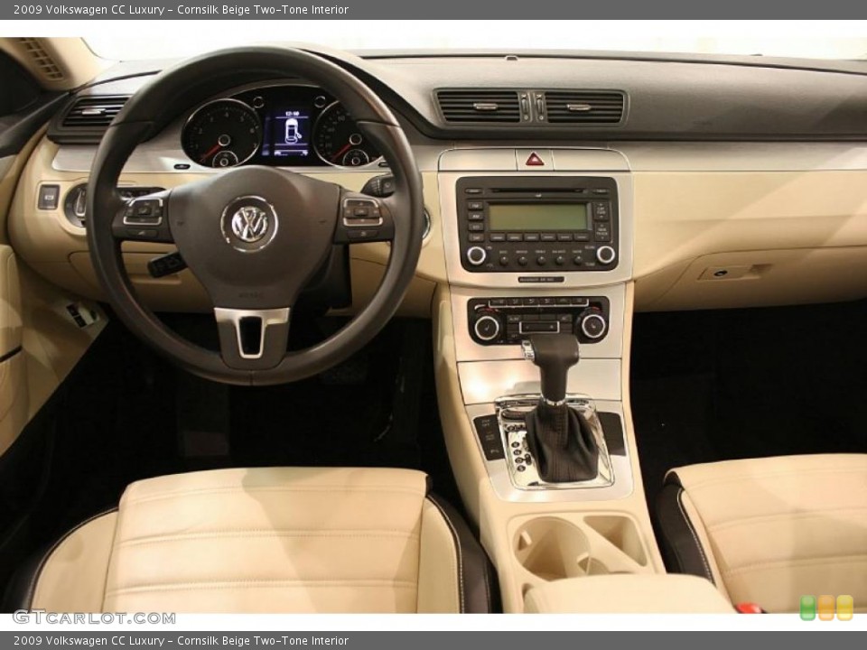 Cornsilk Beige Two-Tone Interior Dashboard for the 2009 Volkswagen CC Luxury #41628301