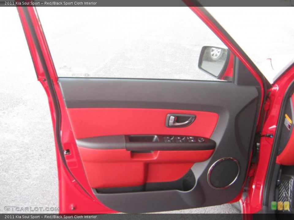 Red/Black Sport Cloth Interior Door Panel for the 2011 Kia Soul Sport #41641415