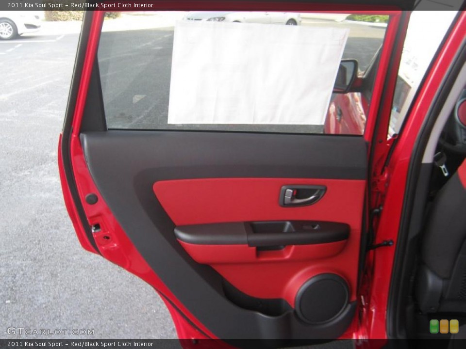 Red/Black Sport Cloth Interior Door Panel for the 2011 Kia Soul Sport #41641443