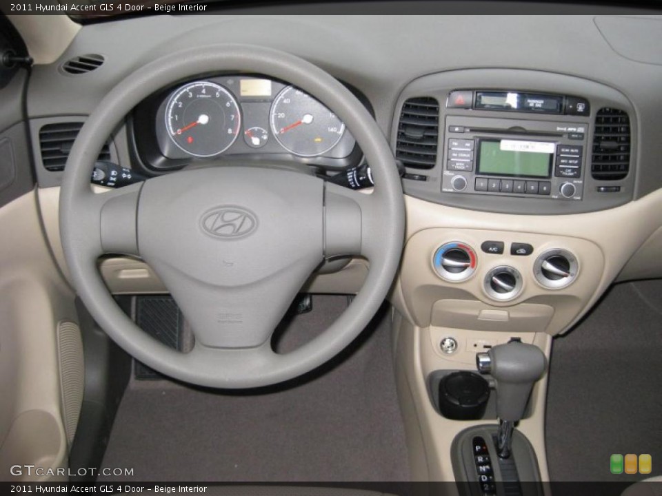 Beige Interior Dashboard for the 2011 Hyundai Accent GLS 4 Door #41664979