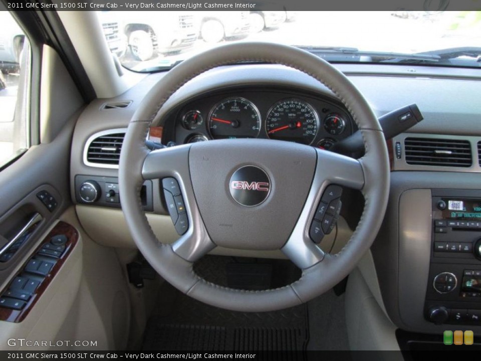Very Dark Cashmere/Light Cashmere Interior Steering Wheel for the 2011 GMC Sierra 1500 SLT Crew Cab #41667776