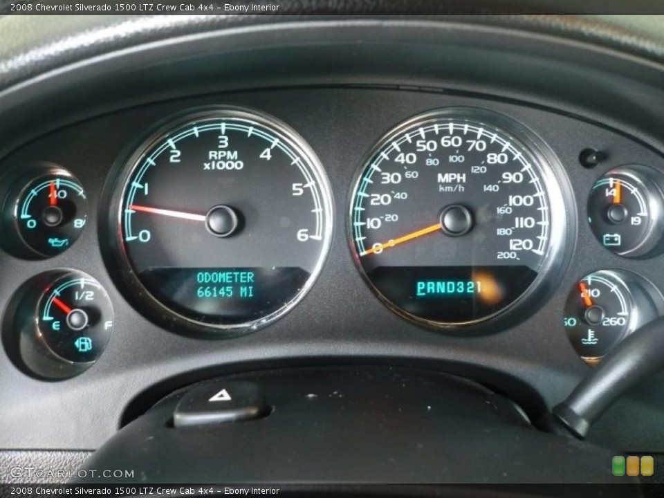 Ebony Interior Gauges for the 2008 Chevrolet Silverado 1500 LTZ Crew Cab 4x4 #41690253