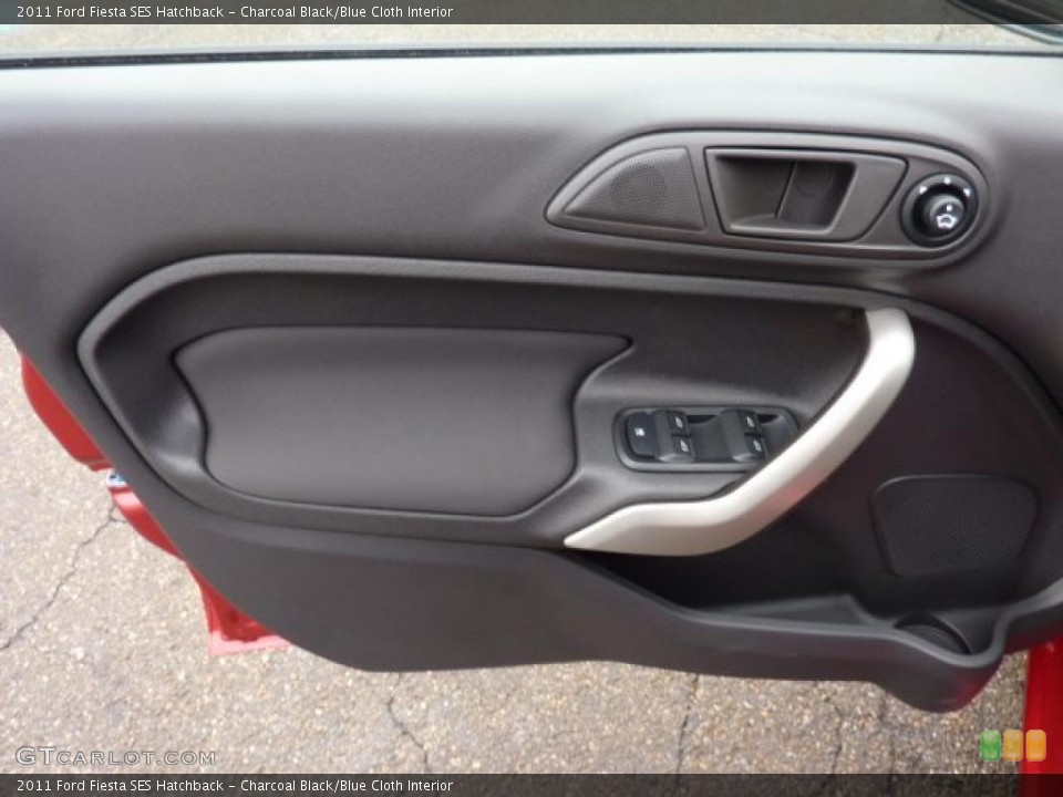 Charcoal Black/Blue Cloth Interior Door Panel for the 2011 Ford Fiesta SES Hatchback #41695673