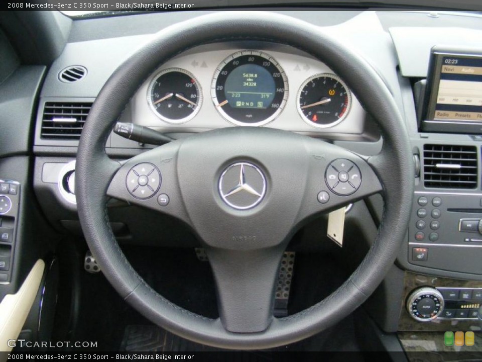 Black/Sahara Beige Interior Steering Wheel for the 2008 Mercedes-Benz C 350 Sport #41718562