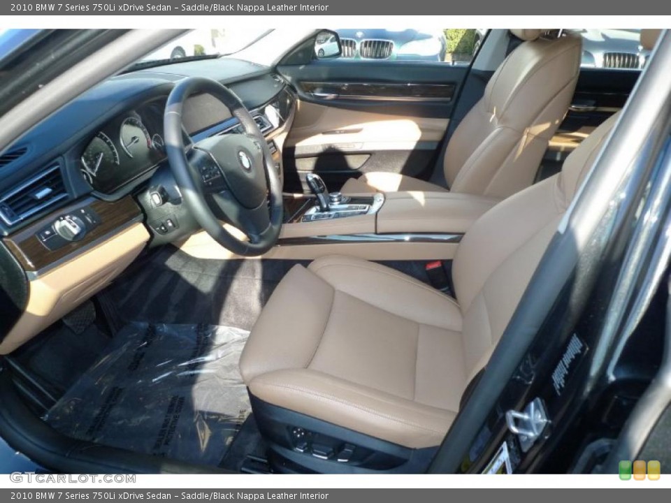 Saddle/Black Nappa Leather Interior Photo for the 2010 BMW 7 Series 750Li xDrive Sedan #41745455
