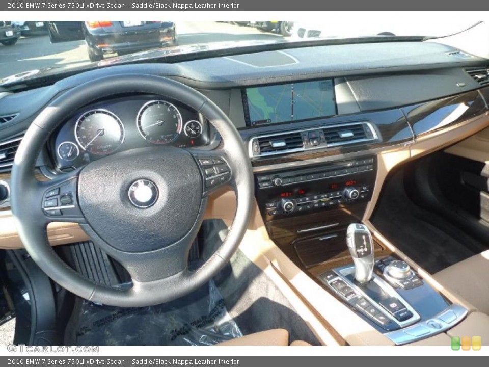 Saddle/Black Nappa Leather Interior Dashboard for the 2010 BMW 7 Series 750Li xDrive Sedan #41745525