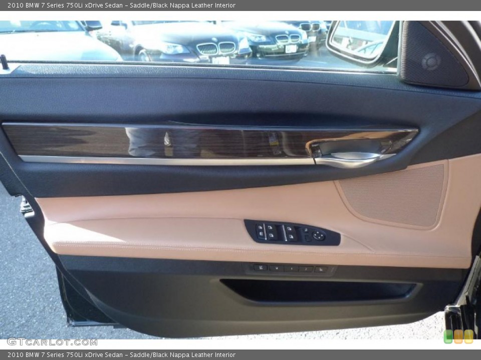 Saddle/Black Nappa Leather Interior Door Panel for the 2010 BMW 7 Series 750Li xDrive Sedan #41745811