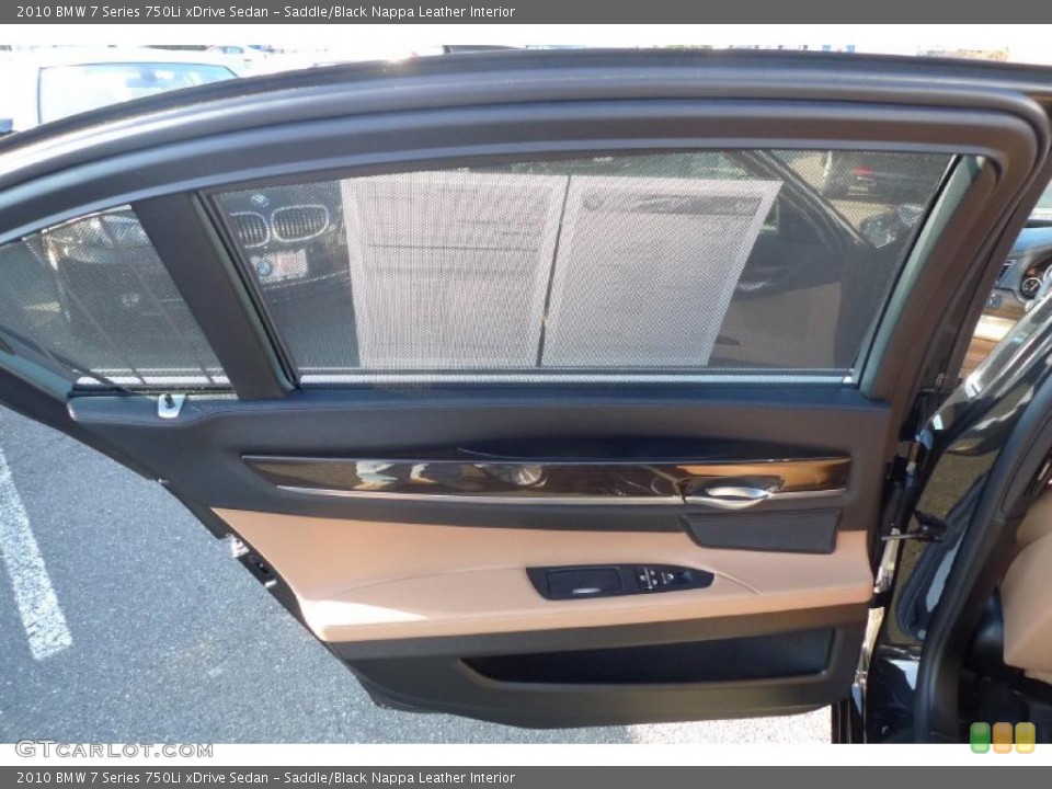 Saddle/Black Nappa Leather Interior Door Panel for the 2010 BMW 7 Series 750Li xDrive Sedan #41745887