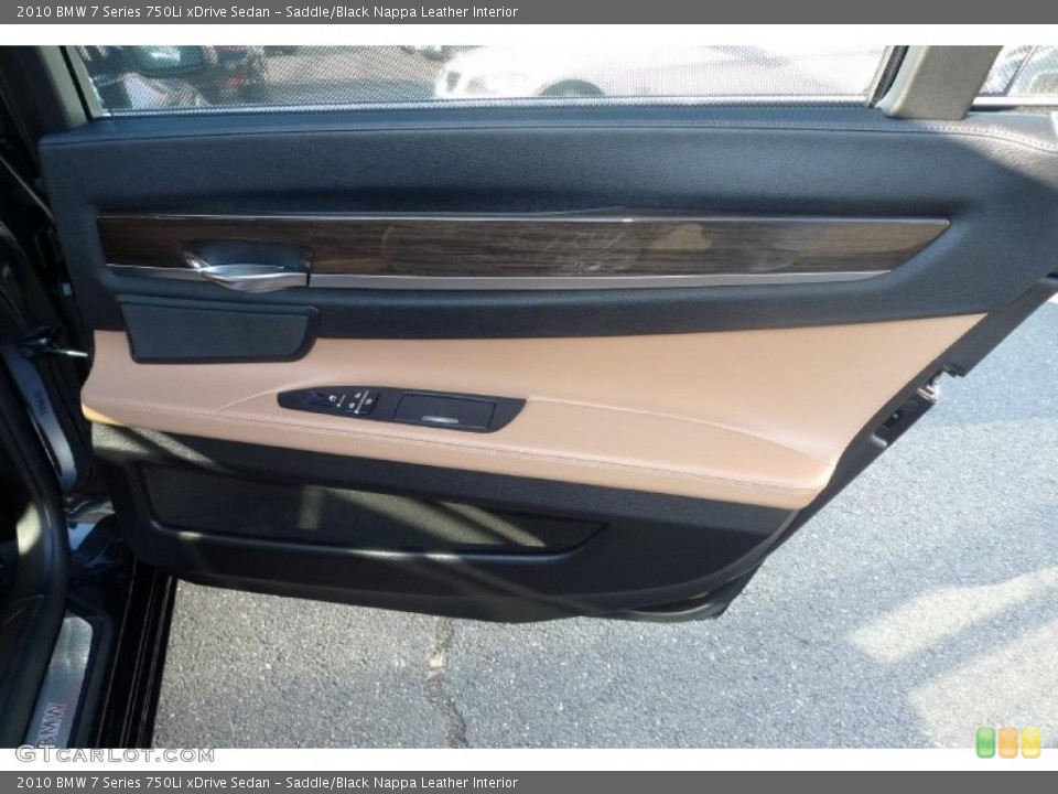 Saddle/Black Nappa Leather Interior Door Panel for the 2010 BMW 7 Series 750Li xDrive Sedan #41745951