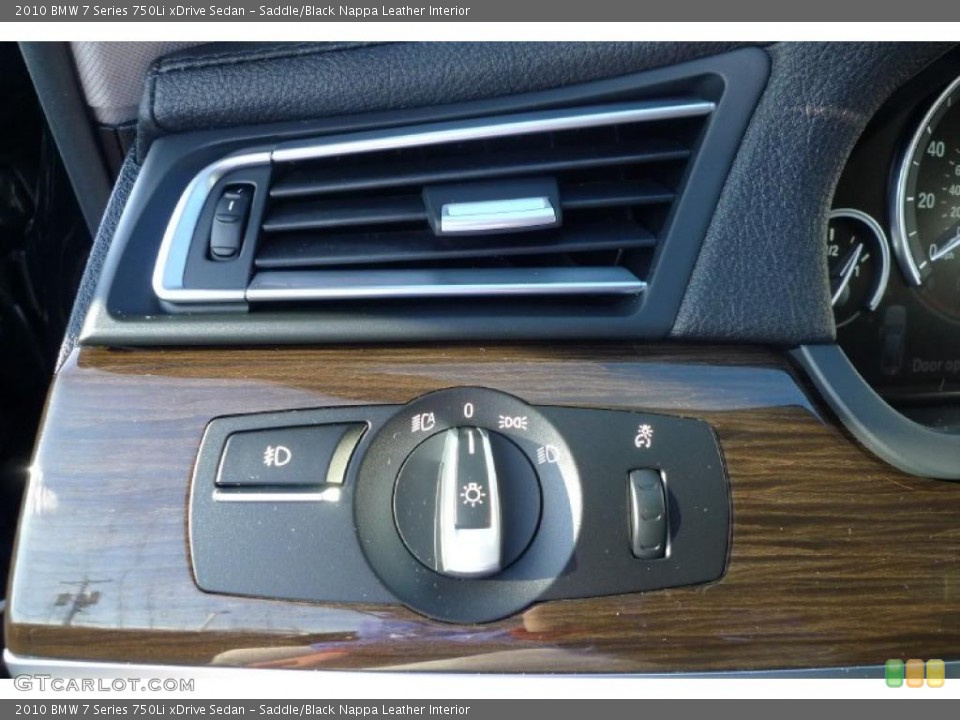 Saddle/Black Nappa Leather Interior Controls for the 2010 BMW 7 Series 750Li xDrive Sedan #41746035