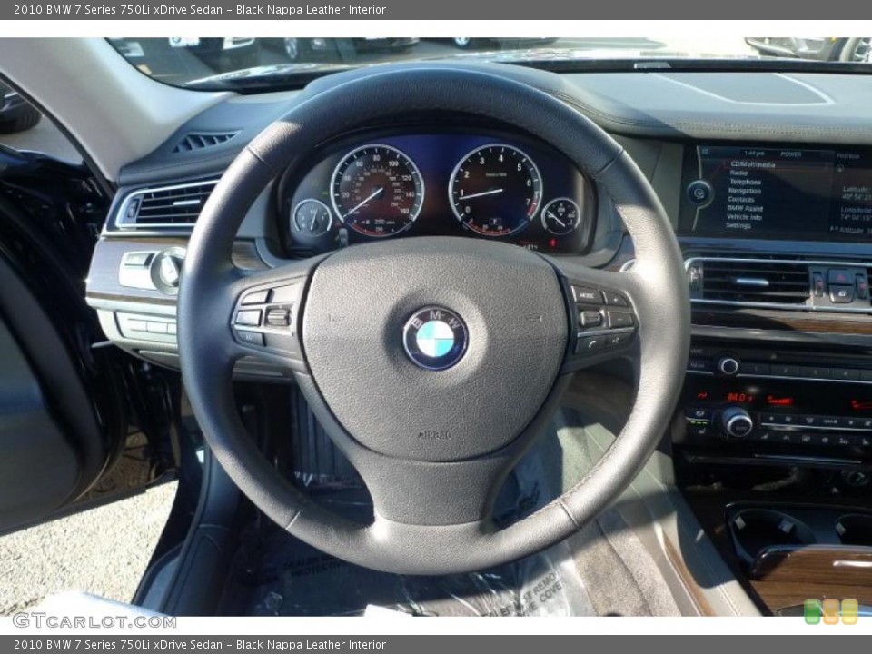 Black Nappa Leather Interior Steering Wheel for the 2010 BMW 7 Series 750Li xDrive Sedan #41746919