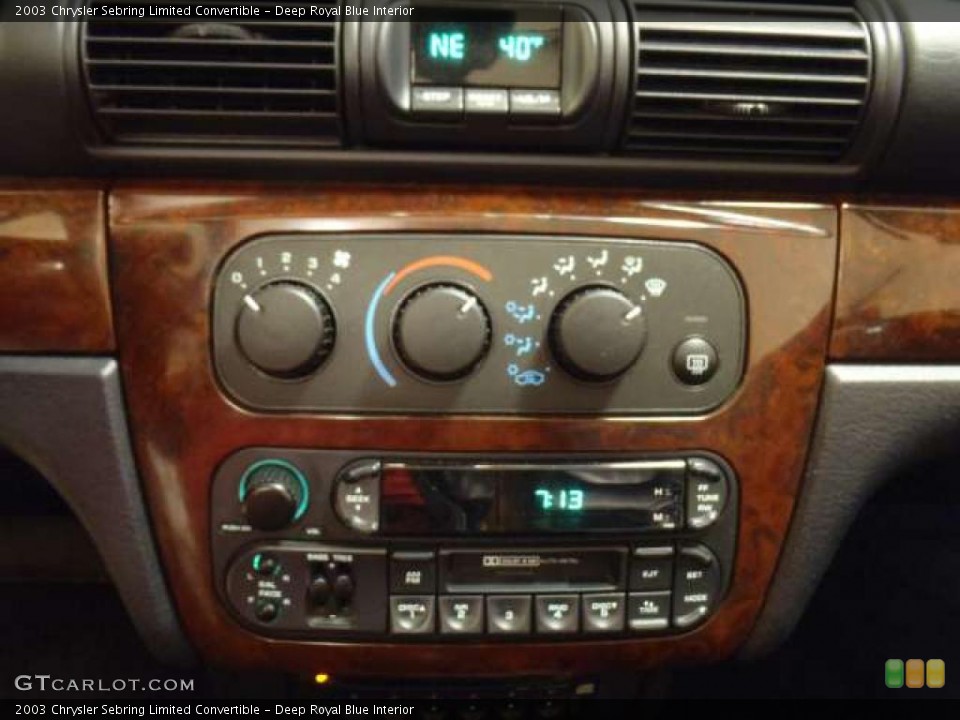 Deep Royal Blue Interior Controls for the 2003 Chrysler Sebring Limited Convertible #41749628