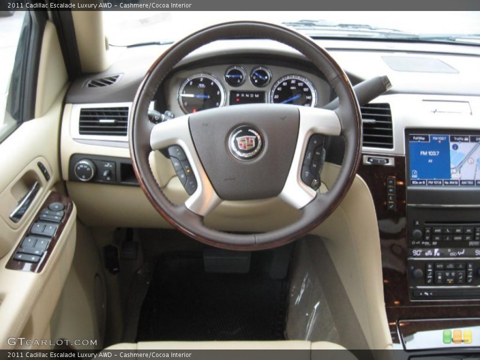 Cashmere/Cocoa Interior Steering Wheel for the 2011 Cadillac Escalade Luxury AWD #41753800