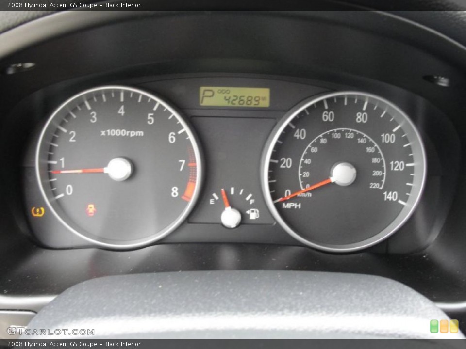 Black Interior Gauges for the 2008 Hyundai Accent GS Coupe #41777939