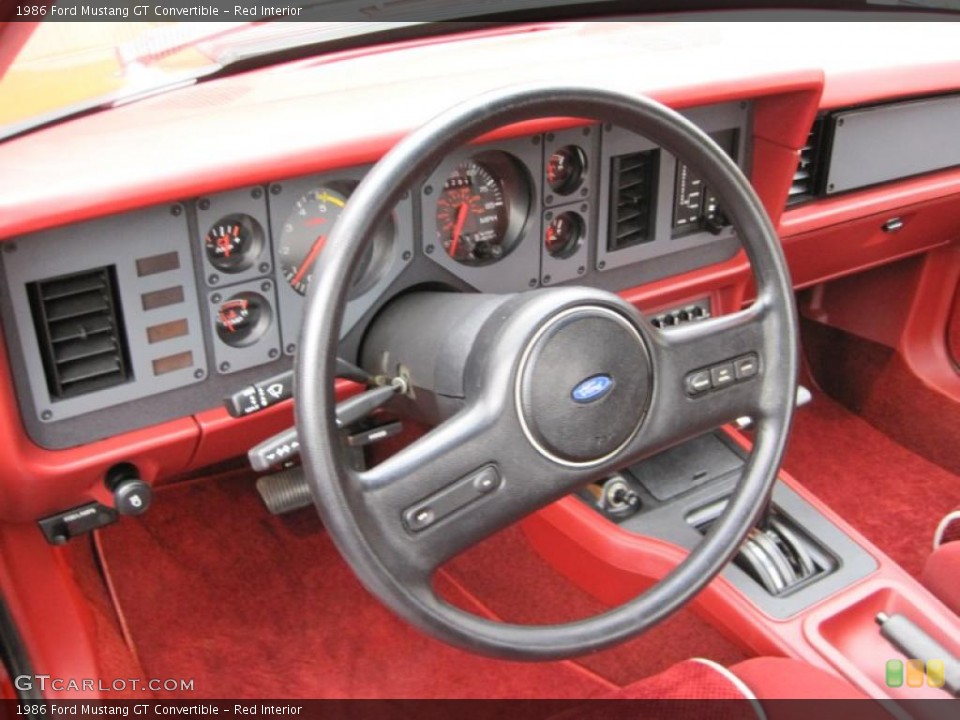 Red Interior Prime Interior for the 1986 Ford Mustang GT Convertible #41872425