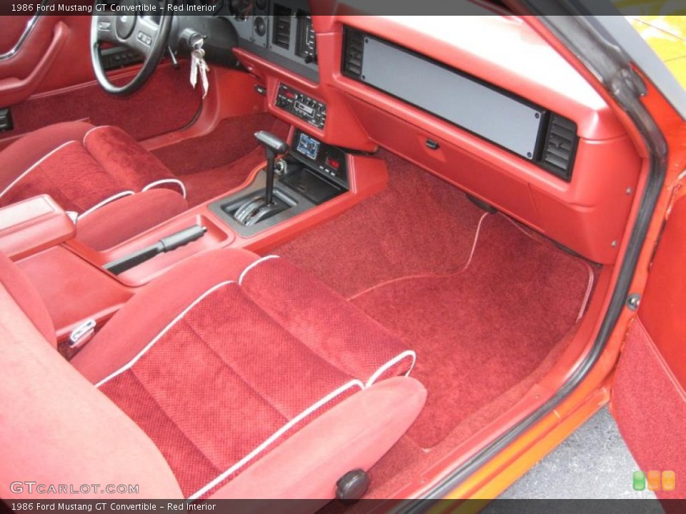 Red Interior Dashboard for the 1986 Ford Mustang GT Convertible #41873334