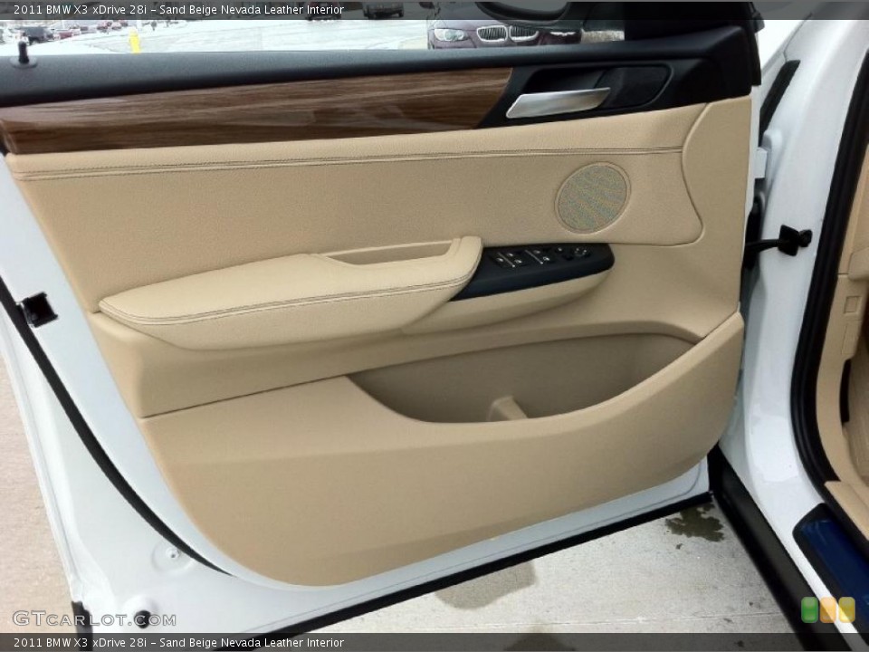Sand Beige Nevada Leather Interior Door Panel for the 2011 BMW X3 xDrive 28i #41874598