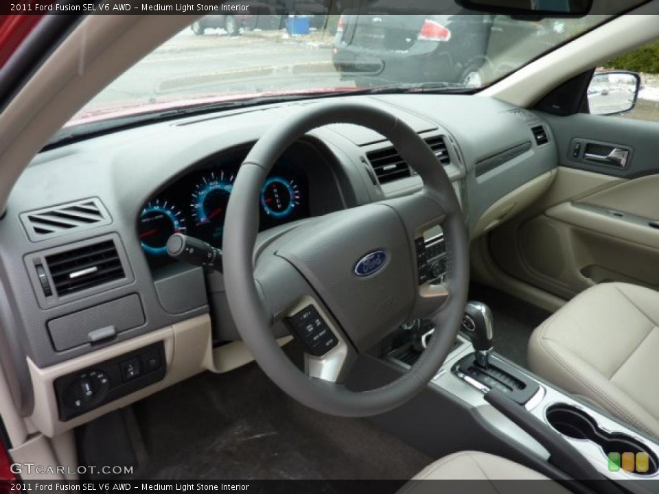 Medium Light Stone Interior Prime Interior for the 2011 Ford Fusion SEL V6 AWD #41945250