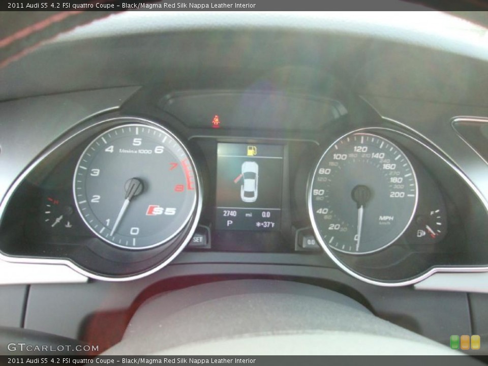 Black/Magma Red Silk Nappa Leather Interior Gauges for the 2011 Audi S5 4.2 FSI quattro Coupe #41952944