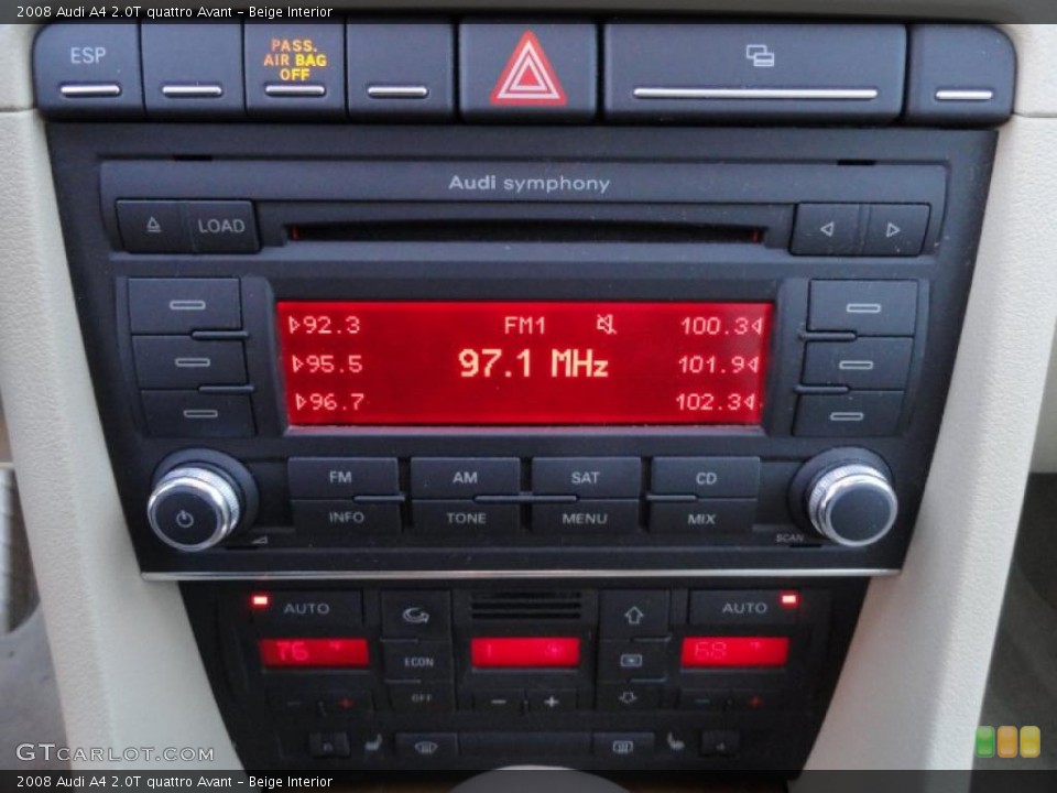 Beige Interior Controls for the 2008 Audi A4 2.0T quattro Avant #42023017