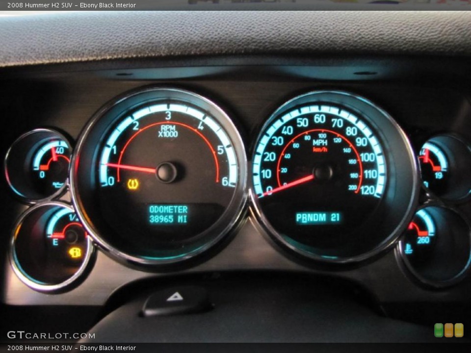 Ebony Black Interior Gauges for the 2008 Hummer H2 SUV #42102189
