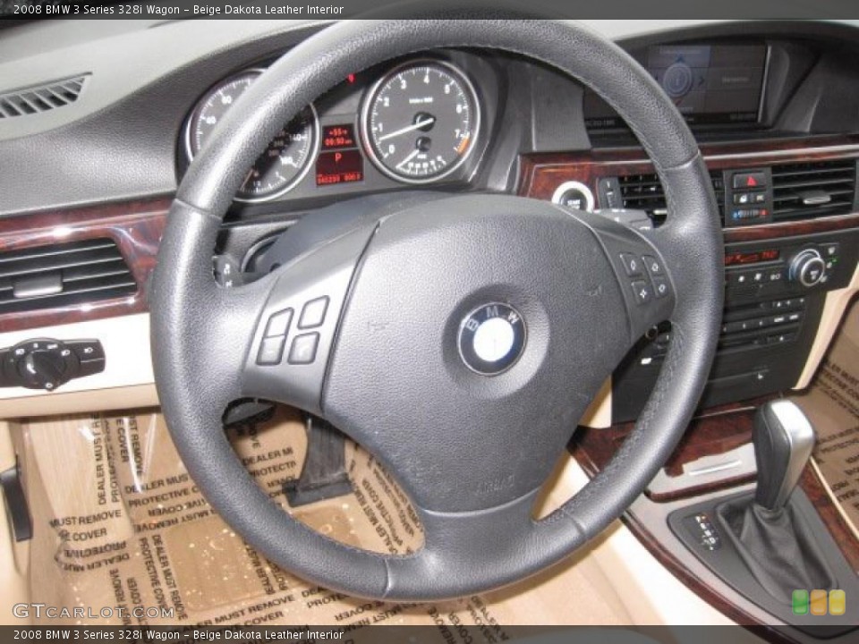Beige Dakota Leather Interior Steering Wheel for the 2008 BMW 3 Series 328i Wagon #42126062