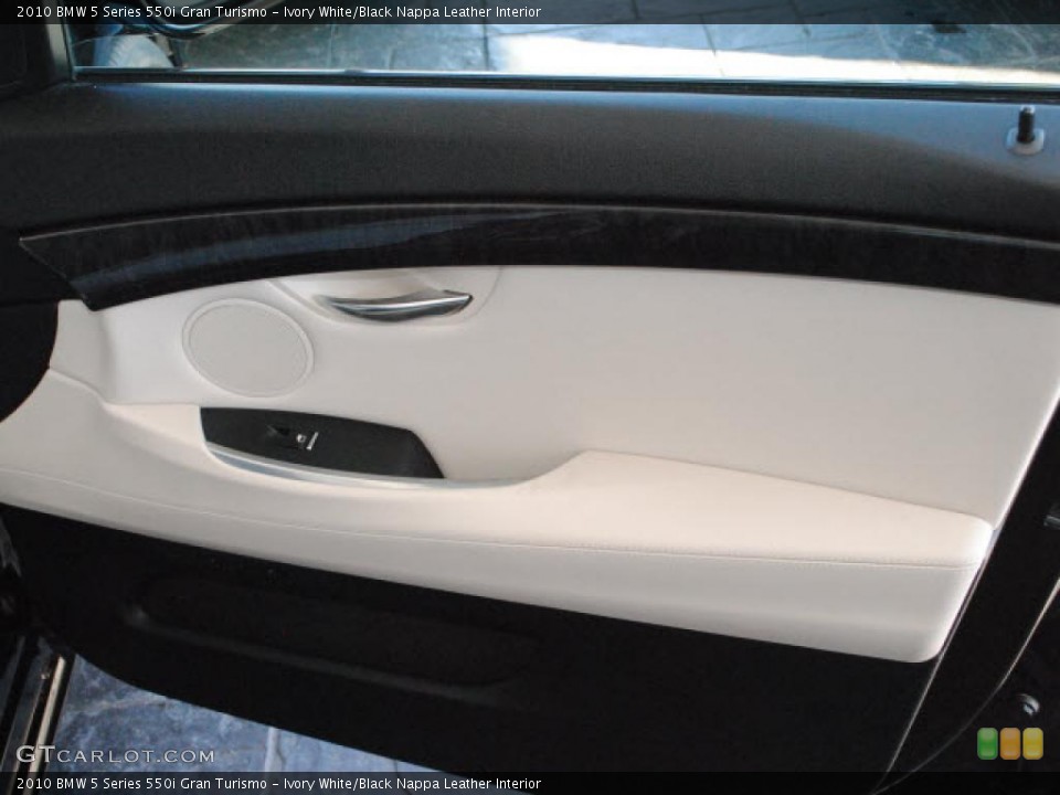 Ivory White/Black Nappa Leather Interior Door Panel for the 2010 BMW 5 Series 550i Gran Turismo #42131899