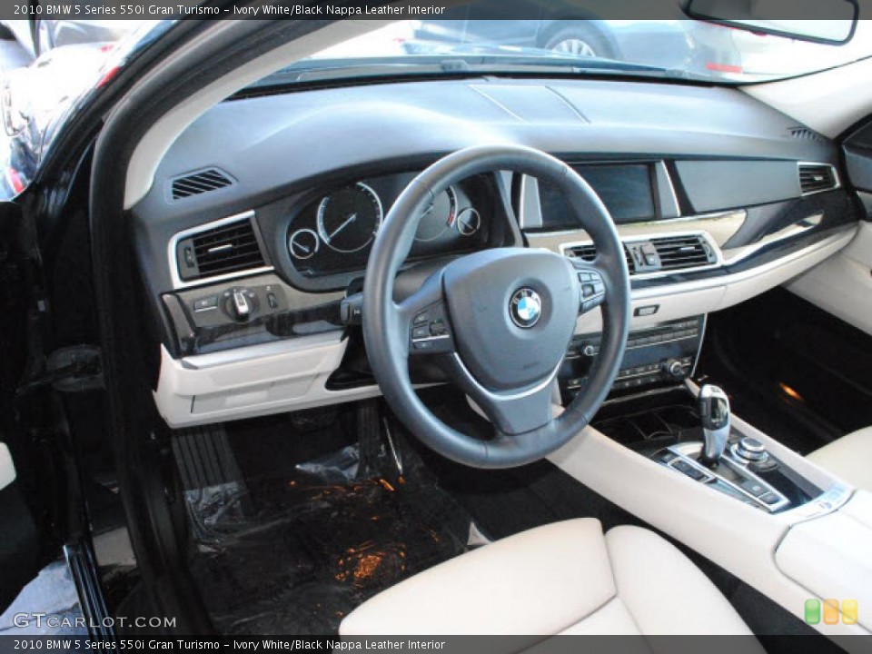 Ivory White/Black Nappa Leather 2010 BMW 5 Series Interiors