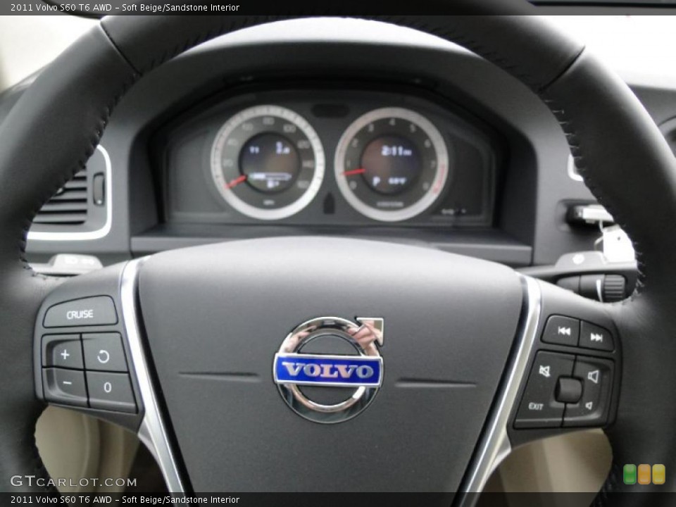 Soft Beige/Sandstone Interior Steering Wheel for the 2011 Volvo S60 T6 AWD #42155456