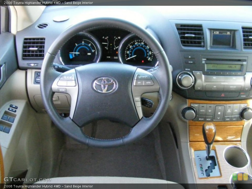 Sand Beige Interior Dashboard for the 2008 Toyota Highlander Hybrid 4WD #42205071