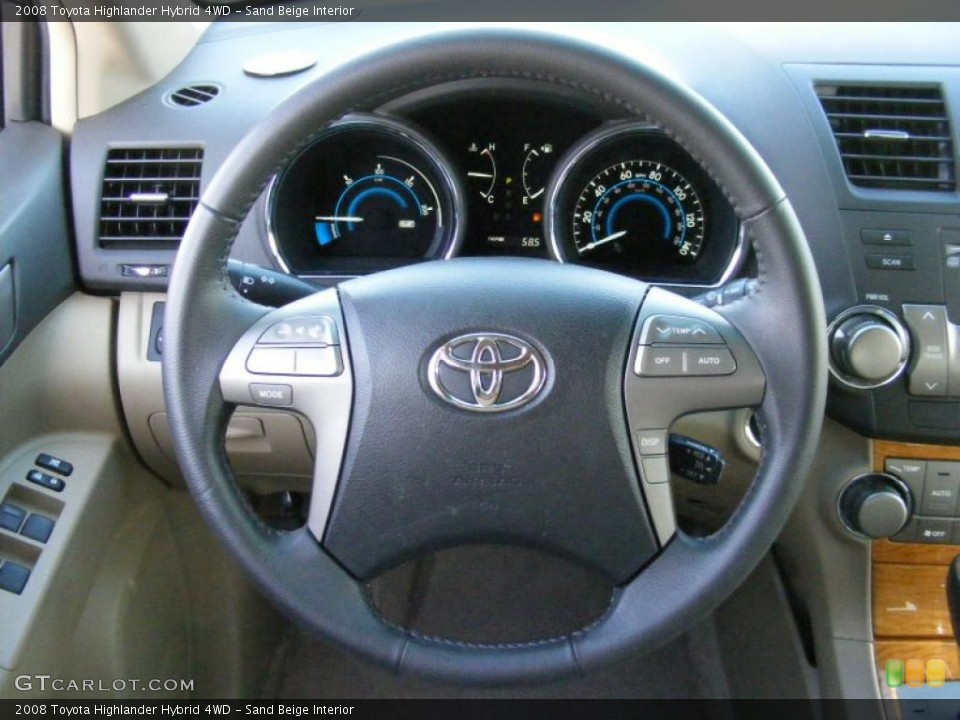 Sand Beige Interior Steering Wheel for the 2008 Toyota Highlander Hybrid 4WD #42205083