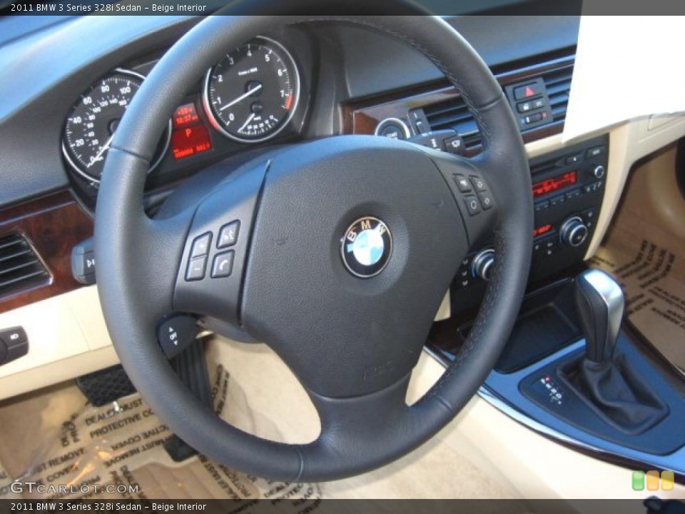 Beige Interior Steering Wheel for the 2011 BMW 3 Series 328i Sedan #42222268