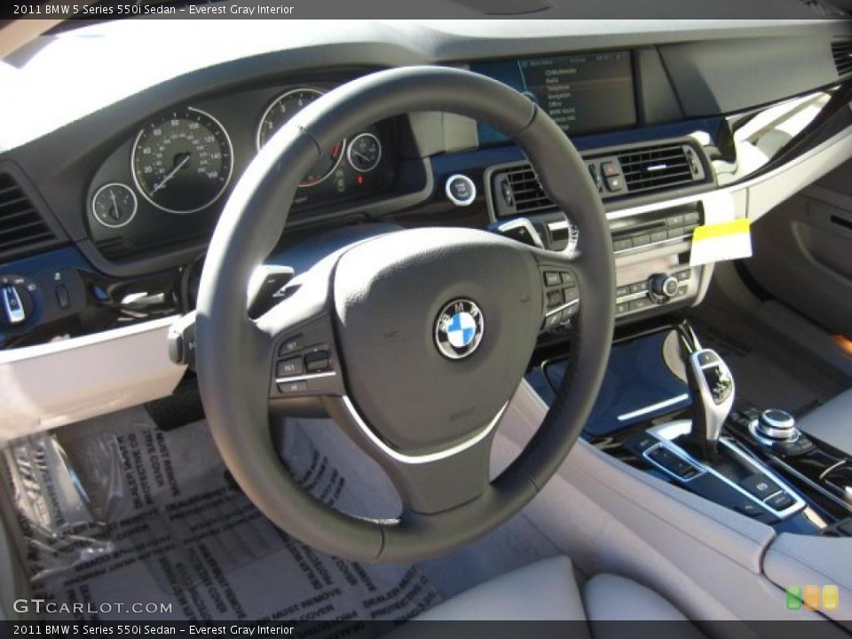 Everest Gray Interior Steering Wheel for the 2011 BMW 5 Series 550i Sedan #42222612