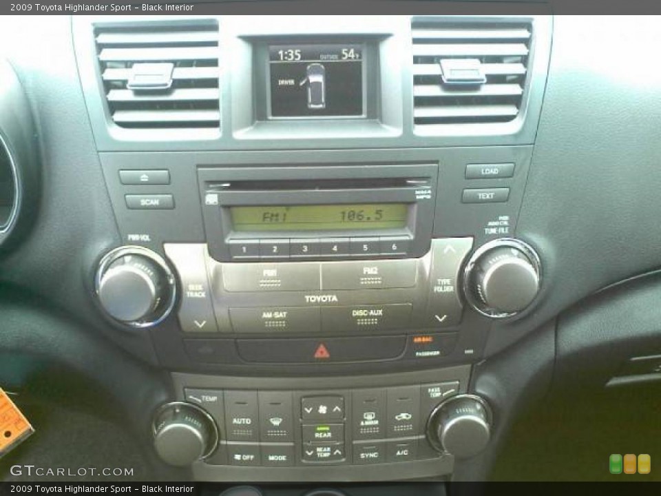 Black Interior Controls for the 2009 Toyota Highlander Sport #42303196