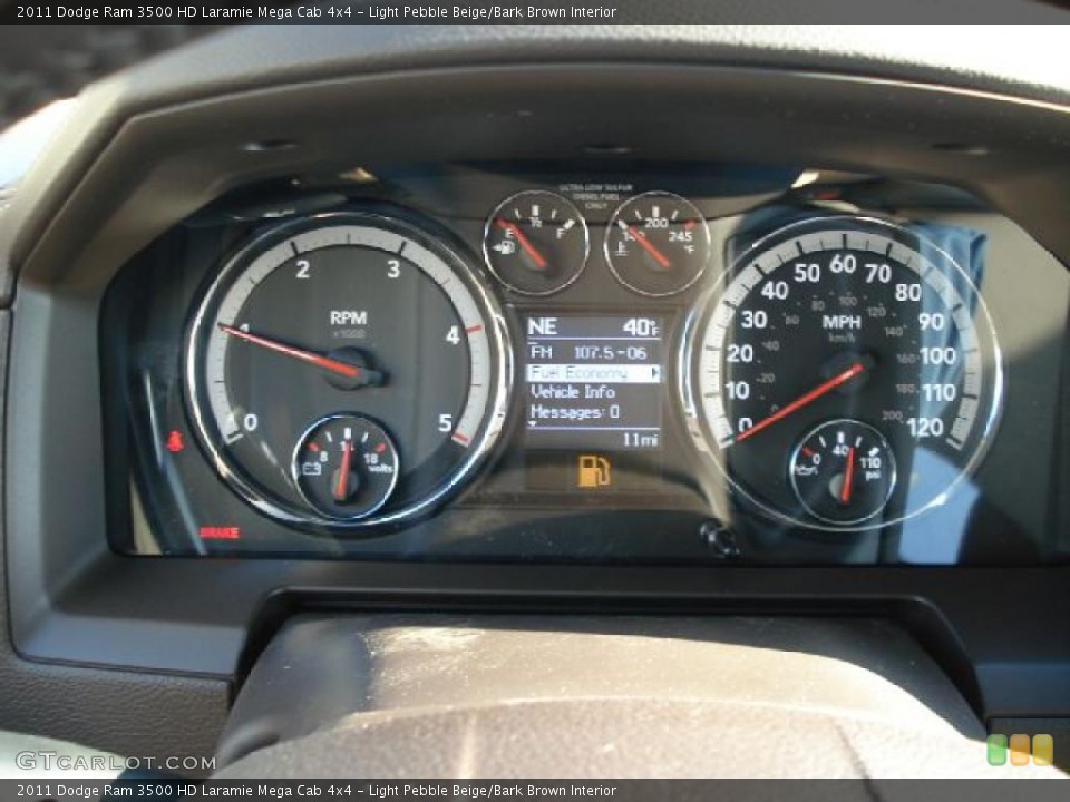 Light Pebble Beige/Bark Brown Interior Gauges for the 2011 Dodge Ram 3500 HD Laramie Mega Cab 4x4 #42304800