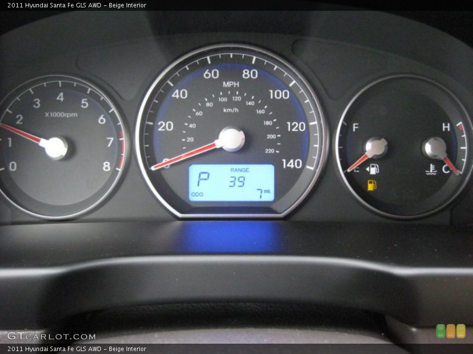 Beige Interior Gauges for the 2011 Hyundai Santa Fe GLS AWD #42320019