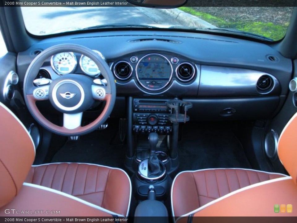 Malt Brown English Leather Interior Dashboard for the 2008 Mini Cooper S Convertible #42349344
