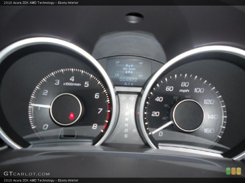 Ebony Interior Gauges for the 2010 Acura ZDX AWD Technology #42369614
