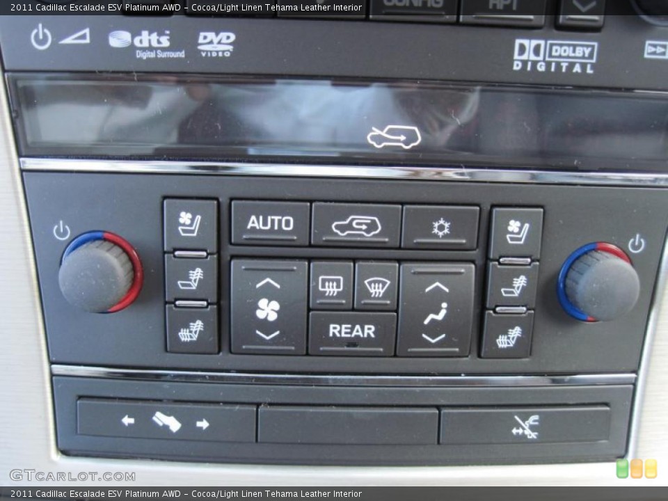 Cocoa/Light Linen Tehama Leather Interior Controls for the 2011 Cadillac Escalade ESV Platinum AWD #42388931