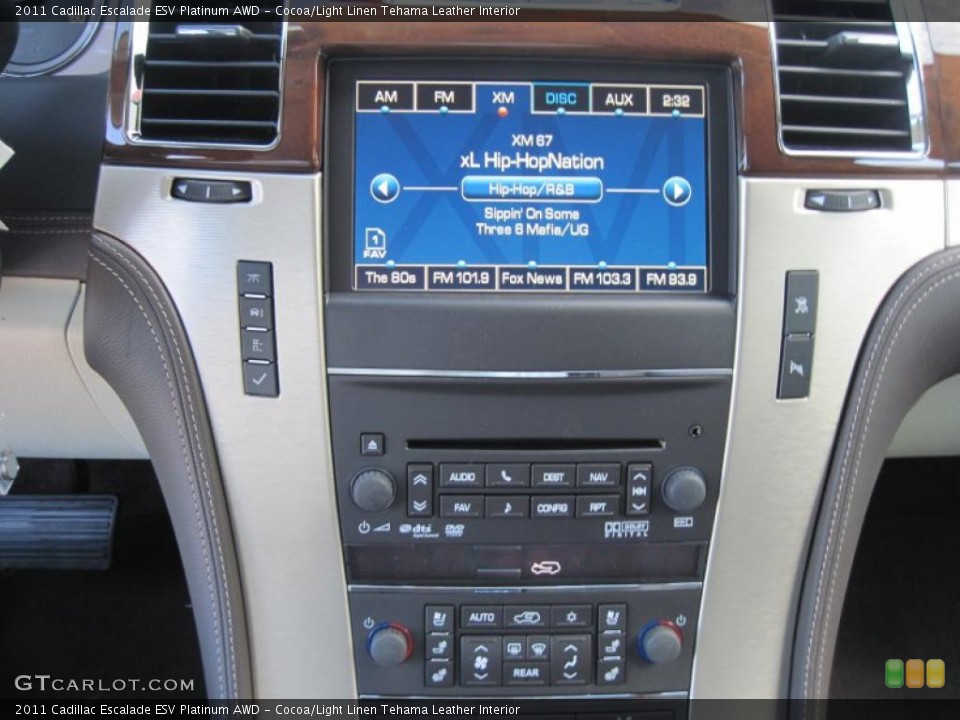 Cocoa/Light Linen Tehama Leather Interior Controls for the 2011 Cadillac Escalade ESV Platinum AWD #42388943