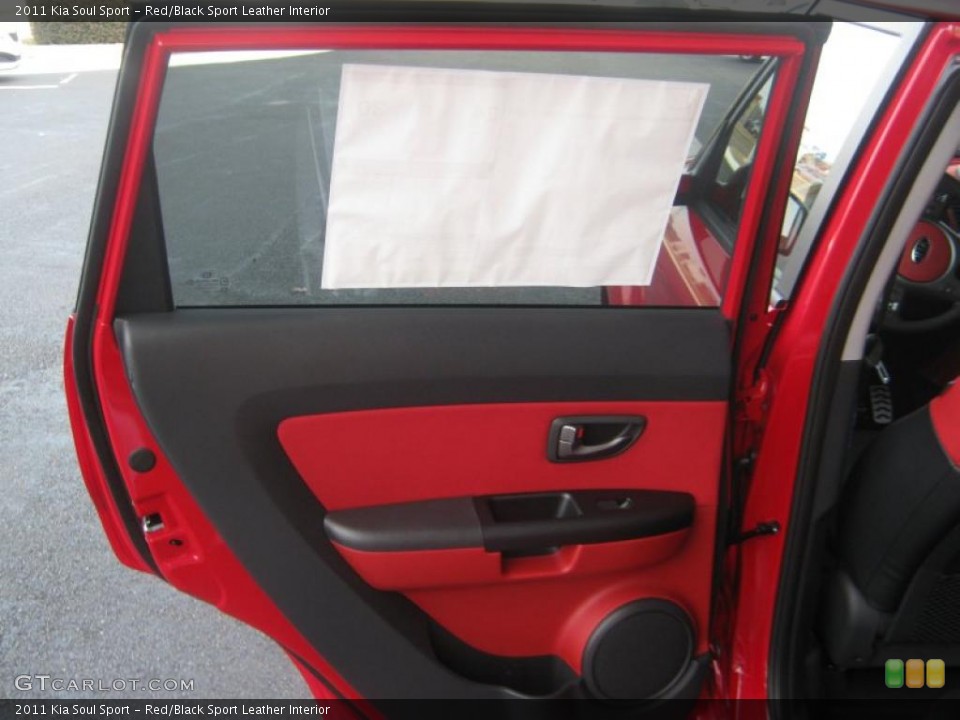 Red/Black Sport Leather Interior Door Panel for the 2011 Kia Soul Sport #42393099