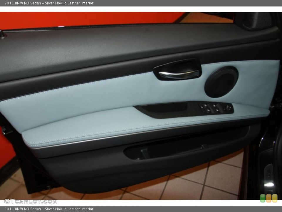 Silver Novillo Leather Interior Door Panel for the 2011 BMW M3 Sedan #42399352